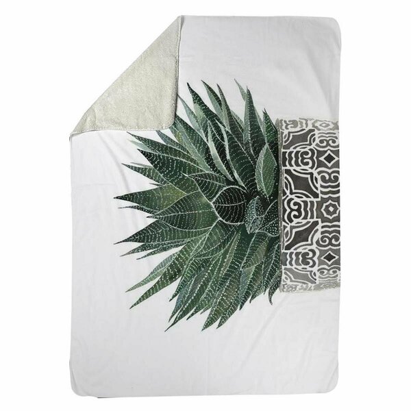 Begin Home Decor 60 x 80 in. Zebra Plant Succulent-Sherpa Fleece Blanket 5545-6080-FL339